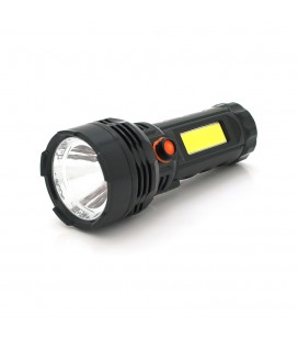 Фонарик ручной PANTHER PT-8915B, 1W . CreeXPE+COB. 1+1 режим, встроенный аккум-ор 18650, корпус пластик, IP40, 125х48х32, Bliste