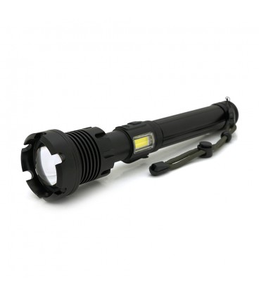 Ліхтар ручний Voltronic XHP90.2, 1LED XHP110, 72W, бічний світлодіод, 7 режими, ZOOM, 2х18650/без Акб, Black, IP40, кабель USB-m