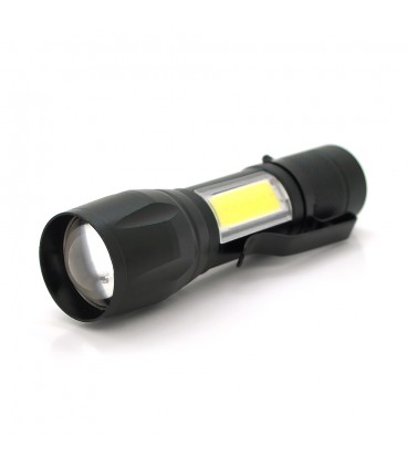 Фонарик ручной GOLD ORION YT29204, 3WLED+COB, CREE Q5, Zoom, 3 режима, алюминий, встроенный аккум, USB кабель, IP44, 98х24х20, B