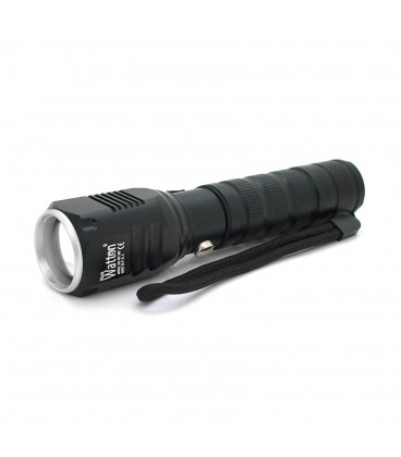 Фонарь ручной Watton WT-087, 1LED Cree T6, 10W, 5 режимов, 18650/2800mah (переходник3*AAA), Black, IP44, СЗУ + АЗУ, 155х33х28мм,