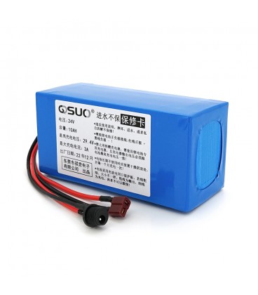 Аккумуляторная батарея литиевая QiSuo 24V 10A с элементами Li-ion 18650, DC: 5.5x2.1мама + разъем T-2HQмама