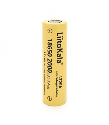 Акумулятор 18650 Li-Ion LiitoKala Lii-LT20A, 2000mah (1900-2000mah), 3.7V (2.75-4.2V), Yellow