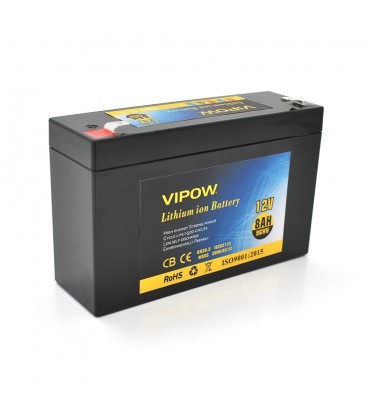 Акумуляторна батарея літієва Vipow 12 V 8Ah з елементами Li-ion 18650 з вбудованою ВМS платою, (3S4P) (151х50х94(100))мм, Q20