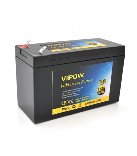 Акумуляторна батарея літієва Vipow 12 V 14Ah з елементами Li-ion 18650 з вбудованою ВМS платою, (3S7P) (151х65х94(100))мм, Q20
