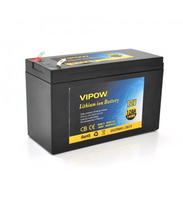 Аккумуляторная батарея литиевая Vipow 12 V 12Ah с элементами Li-ion 18650 со встроенной ВМS платой, (3S6P) (151х65х94(100))мм, Q
