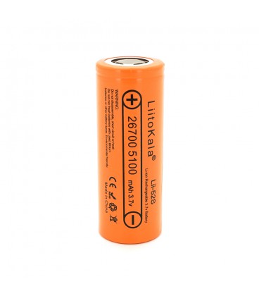 Аккумулятор 26700 Li-Ion LiitoKala Lii-52S, 5000mah （5100-5200mah）, 10A, 3.7V (2.75-4.2V), Orange, 2 шт в упаковке, цена за 1 шт