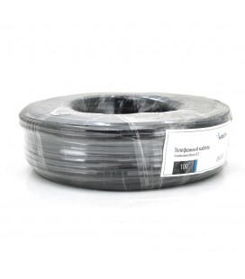 Телефонний кабель Merlion 4 житловий 28awg CCS, моножильний, круглий, 100метрів у бухті чорний