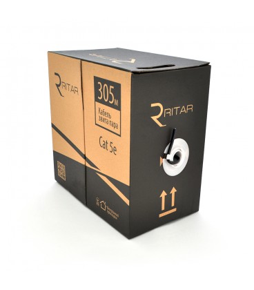 Кабель КНП UTP (4 * 2 * 0.5) 4p 24 AWG, Ritar, (CCA), ізоляція ПЕ, для зовн. робіт, 305м, Black, Corton BOX (350x350x430) Q2
