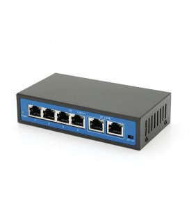 Комутатор POE 48V з 4 портами POE 100Мбіт + 2 порт Ethernet (UP-Link) 100Мбіт, корпус - метал, Black, БП у комплекті, Q18