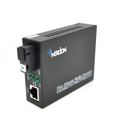 Медіаконвертер Merlion А  (RTL8213), 1310 WDM, 10M / 100M / 1000M, (0 +70°C), 20km + блок живлення 5V 1A (євро вилка) Q10