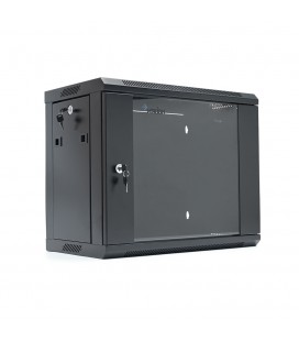 Шкаф Merlion 9U, 600*350*500 (Ш*Г*В) мм закаленное стекло, черный, сталь 1,2мм, с замком (в разобраном виде!!!), Black