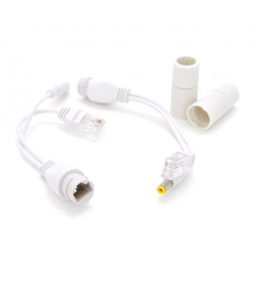 Водонепроникний POE сплиттер пасивний (пара) 802.3at (30Вт) з портами Ethernet 10 / 100Mbps, 12V, white, OEM Q50