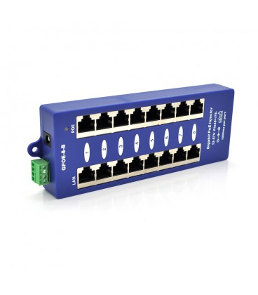8-портовий POE-інжектор живлення, з 8xRJ45 портами Ethernet 10/100 / 1000Мбіт / с, IEEE802.3af / at, 12-57V, PIN45 + / 78-