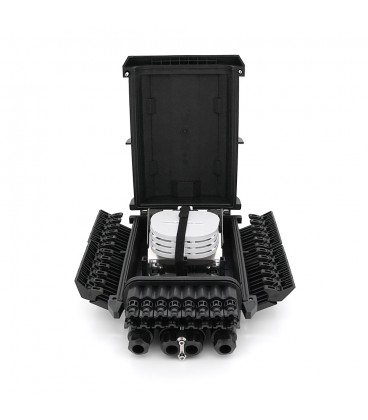 Муфта оптична Merlion ML-OP-F203, герметична, 4 введення, до 4-х касет, до 96 зварок у два шари, матеріал ABS