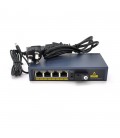 Комутатор POE 48V/57V 4 портів PoE +1 порт Ethernet FX 155 Мбіт/с (UP-Link) A, 802.3af, Black, БП у комплекті, (238*190*96) 0.79