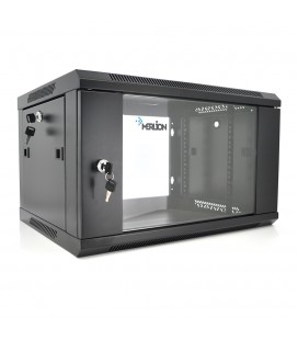 Шкаф Merlion 6U, 600*600*367 (Ш*Г*В)мм закаленное стекло, черный, сталь 1,2мм с замком (в разобраном виде!!!)