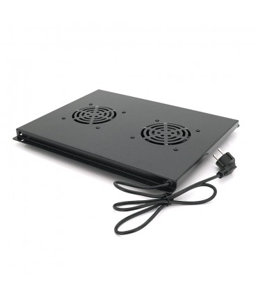 19" вентиляторний модуль Merlion, 2 вентилятори та 1*Schuko, для шафи глибиною 600 мм, чорний