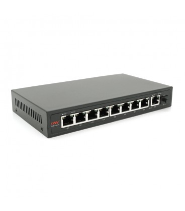 8ми портовый PoE Full Gigabit коммутатор ONV-POE33108PFG, 8xPoe1000Мбит + 1х1000 Мбит + 1хSFP 1000Мбит, до 250м, IEEE802.3af/at,