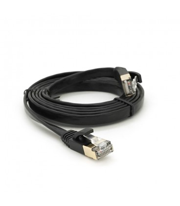 Патч-корд литий плоский WEEPDA, UTP, RJ45, Cat.7, 1.5m, Cu, чорний