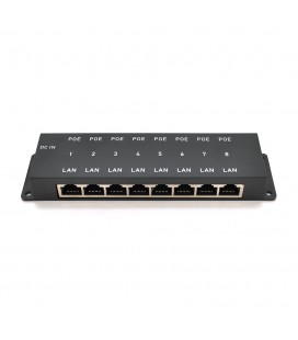 8-портовий POE-інжектор живлення, з 8xRJ45 портами Ethernet 10/100Мбіт / с, IEEE802.3af / at, 12-57V, PIN45 + / 78-