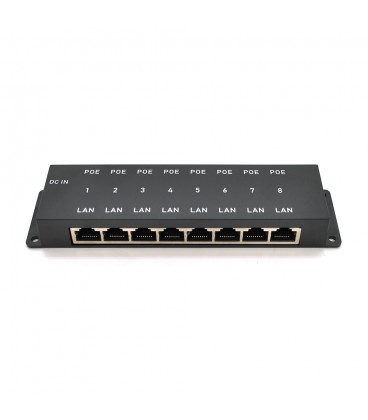 8-портовий POE-інжектор живлення, з 8xRJ45 портами Ethernet 10/100Мбіт / с, IEEE802.3af / at, 12-57V, PIN45 + / 78-