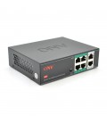 4х портовий PoE комутатор з автоперезапуском ONV-H1064PSD, 4хРоЕ 100 Мбіт + 2хUplink 100 Мбіт до 250м, IEEE802.3af/at, загальна 