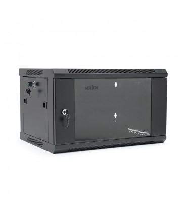 Шкаф Merlion 4U, 600*350*279 (Ш*Г*В)мм закаленное стекло, черный, сталь 1,2мм, с замком (в разобраном виде!!!), Black