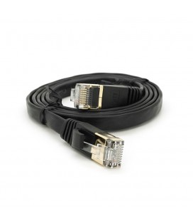 Патч-корд литой плоский WEEPDA, UTP, RJ45, Cat.7, 1m, Cu, черный