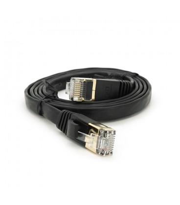 Патч-корд литой плоский WEEPDA, UTP, RJ45, Cat.7, 1m, Cu, черный
