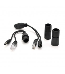 Водонепроникний POE сплиттер пасивний (пара) 802.3at (30Вт) з портами Ethernet 10 / 100Mbps, 12V, Black, OEM Q50