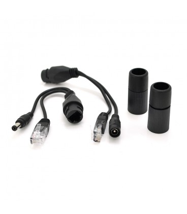 Водонепроницаемый POE сплиттер пассивный (пара) 802.3at (30Вт) с портами Ethernet 10/100Mbps, 12V, Black, OEM Q50