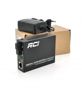 Медіаконвертер RCI A (IC+113), 1310 WDM 10/100/1000 одноволоконний Full/Half duplex, Gigabit SC 20km (0+70°C), + блок живлення 5