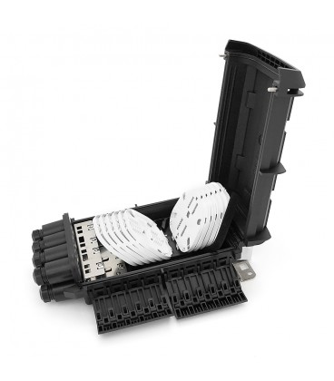 Муфта оптична Merlion ML-OP-F202, герметична, 4 введення, до 12 касет, до 288 зварок, матеріал ABS