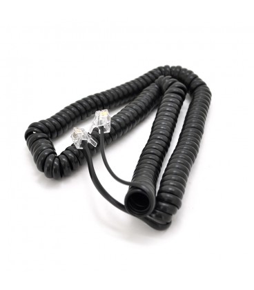 Патч-корд телефонный, RJ11, 7,0m, гофрированный, черный