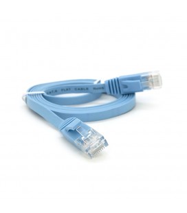 Патч-корд литой плоский WEEPDA, UTP, RJ45, Cat.6, 1m, синий
