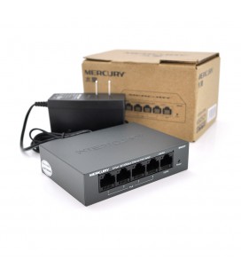Коммутатор POE Mercury MS05CP 53,5V с 4 портами POE+1 порт UP-Link 100Мбит , БП в комплекте 0,54 кг (82*79*26) Q20