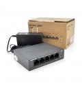 Комутатор POE Mercury MS05CP 53,5V з 4 портами POE + 1 порт UP-Link 100Мбит, БП в комплекті 0,54 кг (82 * 79 * 26)