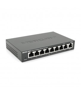 Коммутатор POE 48V Mercury S109PS 8 портов POE + 1 порт Ethernet (Uplink ) 10/100 Мбит/сек, БП в комплекте, BOX Q200 (258*196*66