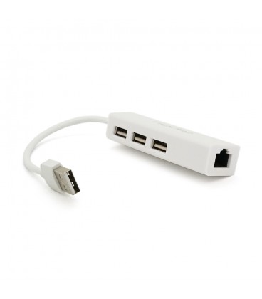 Контролер USB 2.0 до Ethernet VEGGIEG  - Сетевой адаптер 100 / 1000Mbps з проводом RTL-8152B + FE2.2S + 3 порта USB2.0, White, M
