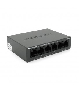 Коммутатор POE Mercury MS06CP с 4 портами POE+ 2 порта UP-Link 100Мбит, БП в комплекте, Q20