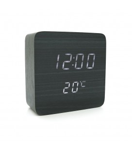 Электронные часы VST-872 Wooden (Black), с датчиком температуры, будильник, питание от кабеля USB, White Light