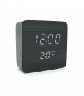Електронний годинник VST-872 Wooden (Black), з датчиком температури, будильник, живлення від кабелю USB, White Light