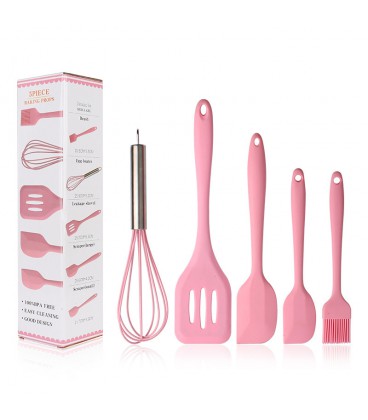 Кухонный набор 5 предметов, венчик, 3 лопатки, кисть, Pink