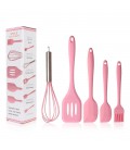 Кухонний набір 5 предметів, віночок, 3 лопатки, пензель, Pink