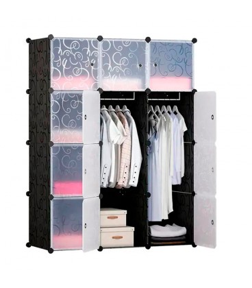 Шкаф для вещей пластиковый MP312-62, 110х37х146см, Black, Box