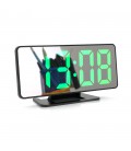Електронний годинник VST-888 Дзеркальний дисплей, з датчиком температури, будильник, живлення від кабелю USB, Green