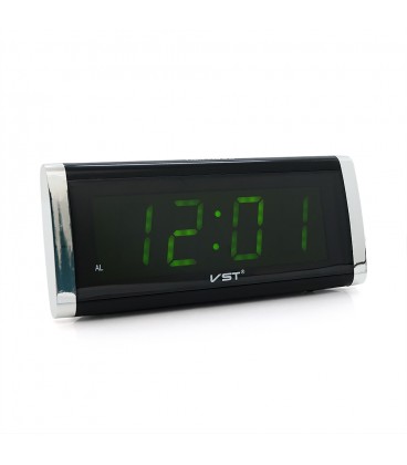 Електронний годинник VST-730, будильник, живлення від кабелю 220V, Green Light