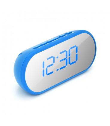 Електронний годинник VST-712Y Дзеркальний дисплей, будильник, живлення від кабелю USB, Blue