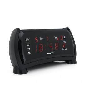 Электронные часы VST-761WX, с датчиком температуры, будильник, питание от кабеля 220V, Red Light