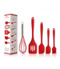 Кухонний набір 5 предметів, віночок, 3 лопатки, пензель, Red